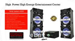 Edison Professional Party System Dual 4000 Bluetooth Speakers 2 wired mics