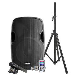 Gemini 15-inch 2000W Powered Bluetooth Party DJ Speaker with Stand Mic Remote