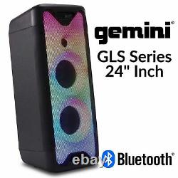 Gemini Audio GLS-550 Big Wireless Bluetooth LED Lights Party Speakers Mic Remote