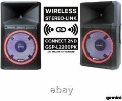 Gemini GSP-L2200PK Portable 2200W Peak Power Bluetooth DJ Party Speaker