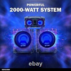 Gemini Sound GSYS-2000 2000 Watt LED Bluetooth Party Home Stereo System Speaker