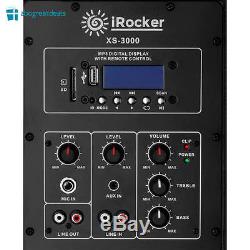 IRocker Portable Party Loud Speaker System on Wheels 1500W Bluetooth USB RCA FM