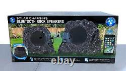 Innovative Technology Pair of Solar Charging Bluetooth Outdoor Rock Speakers