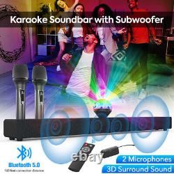 Karaoke Soundbar Wireless Portable Party Bluetooth Speaker LED with 2 Wireless Mic