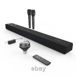 Karaoke Soundbar Wireless Portable Party Bluetooth Speaker LED with 2 Wireless Mic