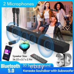 Karaoke Soundbar Wireless Portable Party Bluetooth Speaker LED with 2 Wireless Mic