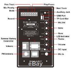 LED Portable Karaoke Bluetooth Party DJ 18 PA SPEAKER SYSTEM w Wireless Mic 25W