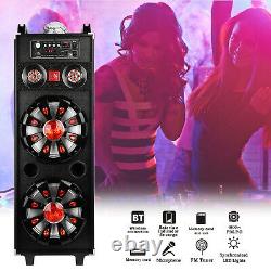 LED Rechargable Bluetooth Speaker Subwoofer Dual 10 Party Speaker with Microphone