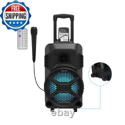 LED Speaker Rechargeable Bluetooth Party Speaker with 8 Subwoofer and Microphone