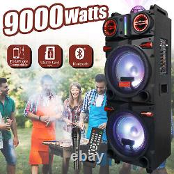 Large Bluetooth Speaker Dual 10 Subwoofer Heavy Bass Sound System Party & Mic