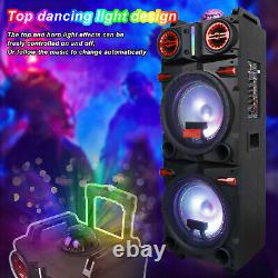 Large Bluetooth Speaker Dual 10 Subwoofer Heavy Bass Sound System Party & Mic