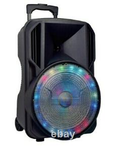 Loud Party Speaker 15 WithLED Light Rechargeable Bluetooth/Aux Input/USB/FM Radio