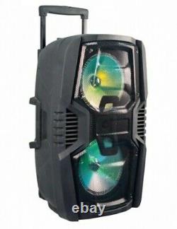 Loud Party Speaker Dual 10 WithLED Lights Rechargeable Bluetooth/USB/FM Radio