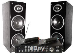 Ltc Bluetooth Karaoke Dj Party Set Sound System Pa 2 X Wireless Mics Usb