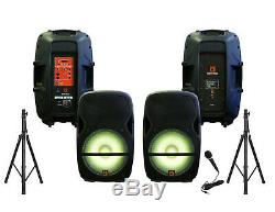MR DJ 2 15 Powered Active 4000 Watt 2-Way DJ PA Speakers System
