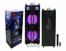 MR. DJ Malibu Dual 12 Rechargeable/Portable Party Speaker LED/Bluetooth/USB/FM