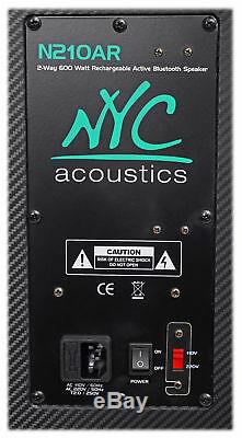 NYC Acoustics N210AR Dual 10 600w Rechargeable Powered Bluetooth Party Speaker