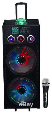NYC Acoustics N215B Dual 15 800w Powered DJ Party Speaker Bluetooth, Lights+Mic