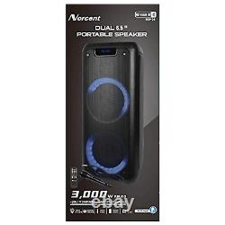 Norcent Dual 6.5 Portable Party Bluetooth Speaker with Sound-Activated Lights