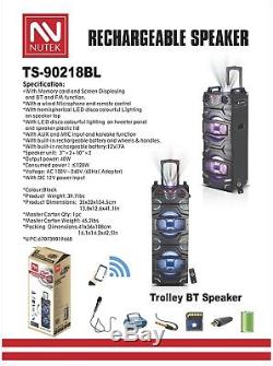 Nutek TS-90218BL Rechargeable Karaoke Party Speaker System with Bluetooth 4000W