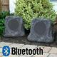 Outdoor Pair Of Bluetooth Wireless Rock Speakers Waterproof Rechargeable Patio