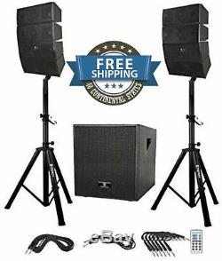 PA Speaker Stands Pair System Bluetooth Outdoor Dance Party Microphone 12 In Set