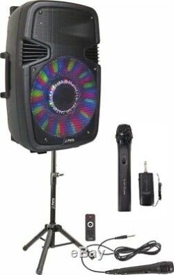 PLS 15 800W Active Speaker PA Sound System Bluetooth Stand +Wireless Microphone