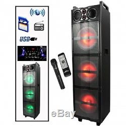 PORTABLE Party DJ PA 3 Speaker Subwoofer Sound System with FM USB SD BLUETOOTH NEW