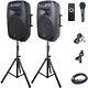 Proreck Party 15-inch Powered Pa Speaker System 2000w Bluetooth Portable Stands