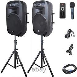 PRORECK Party Powered DJ Speaker System 15-Inch 2000W Bluetooth Portable System