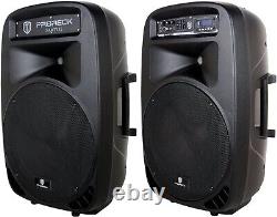 PRORECK Party Powered DJ Speaker System 15-Inch 2000W Bluetooth Portable System