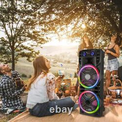 Party Bluetooth Speaker Rechargable Dual 12 LOUD Woofer FM Karaok MIC LED AUX