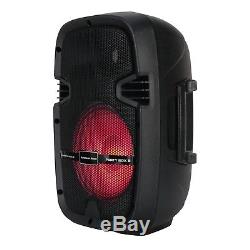 Party Box 8 Powered DJ PA Bluetooth Wireless Speaker w. LED Lights Package