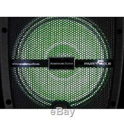 Party Box 8 Powered DJ PA Bluetooth Wireless Speaker w. LED Lights Package
