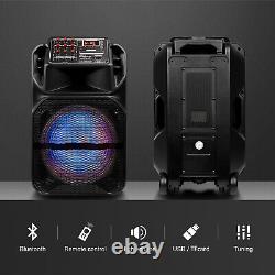 Portable 15 inch Bluetooth Speaker Heavy Bass Stereo Party Speaker FM AUX Light