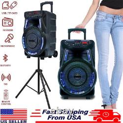 Portable 2700W Bluetooth Party Speaker Subwoofer Heavy Bass Sound System +Mic