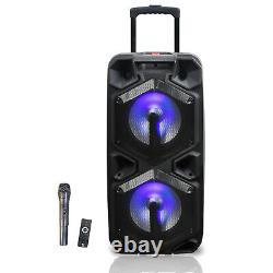 Portable Bluetooth Hi-Fi Speaker with Mic Dual 10 Subwoofer Heavy Bass FM AUX