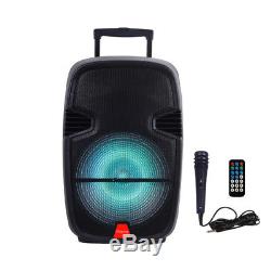 Portable Bluetooth PA Speaker Pro 15 Party DJ Karaoke with Microphone Remote