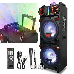 Portable Bluetooth PA Speaker System with Dual 10 Subwoofers Mic Party DJ Light