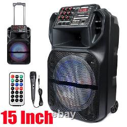 Portable Bluetooth Party Speaker 12 15 Loud Subwoofer Heavy Bass System Mic FM