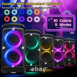 Portable Bluetooth Party Speaker 160W Peak Powerful Loud Sound Deep Bass Boombox