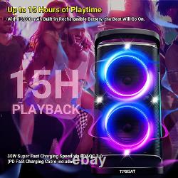 Portable Bluetooth Party Speaker 160W Peak Powerful Loud Sound Deep Bass Boombox