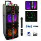 Portable Bluetooth Party Speaker Dual 12 Subwoofer Led Lights Remote Microphone