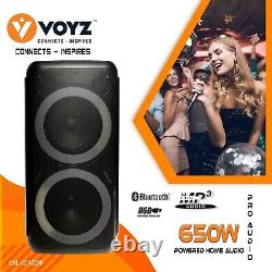 Portable Bluetooth Party Speaker Rechargeable, Dual 8 Woofers, Remote, 2 Mics