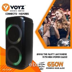 Portable Bluetooth Party Speaker Rechargeable, Dual 8 Woofers, Remote, 2 Mics