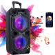 Portable Bluetooth Party Speaker With Double 10 Subwoofer Heavy Bass With Mic
