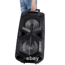 Portable Bluetooth Party Speaker with Double 10 Subwoofer Heavy Bass with Mic