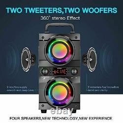 Portable Bluetooth Speaker with Double Subwoofer Heavy Bass for Home & Party