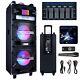 Portable Bluetooth Trolley Speaker Party Sound System Disco Lights & Wired Mic