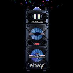 Portable Dual 10'' Woofer BT Party Speaker FM AUX TF DJ LED Light WithMIC Remote